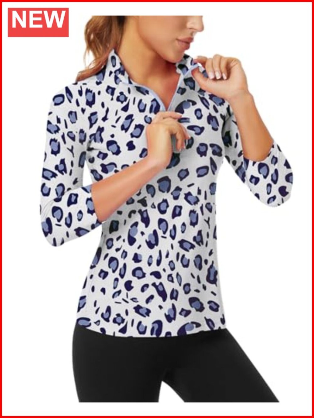Women's 3/4 Sleeve Quarter Zip Athletic Golf Polo Shirt